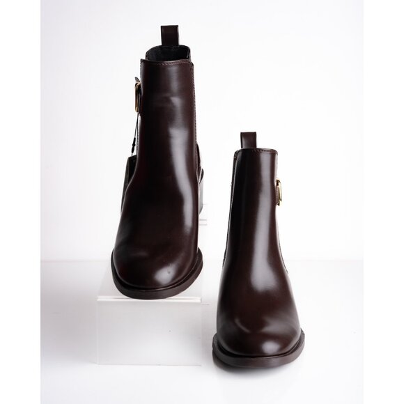Zara Womens Buckled Chelsea Ankle Boots Chocolate Brown US 8 EU 39 New 2150/510 - Picture 4 of 10